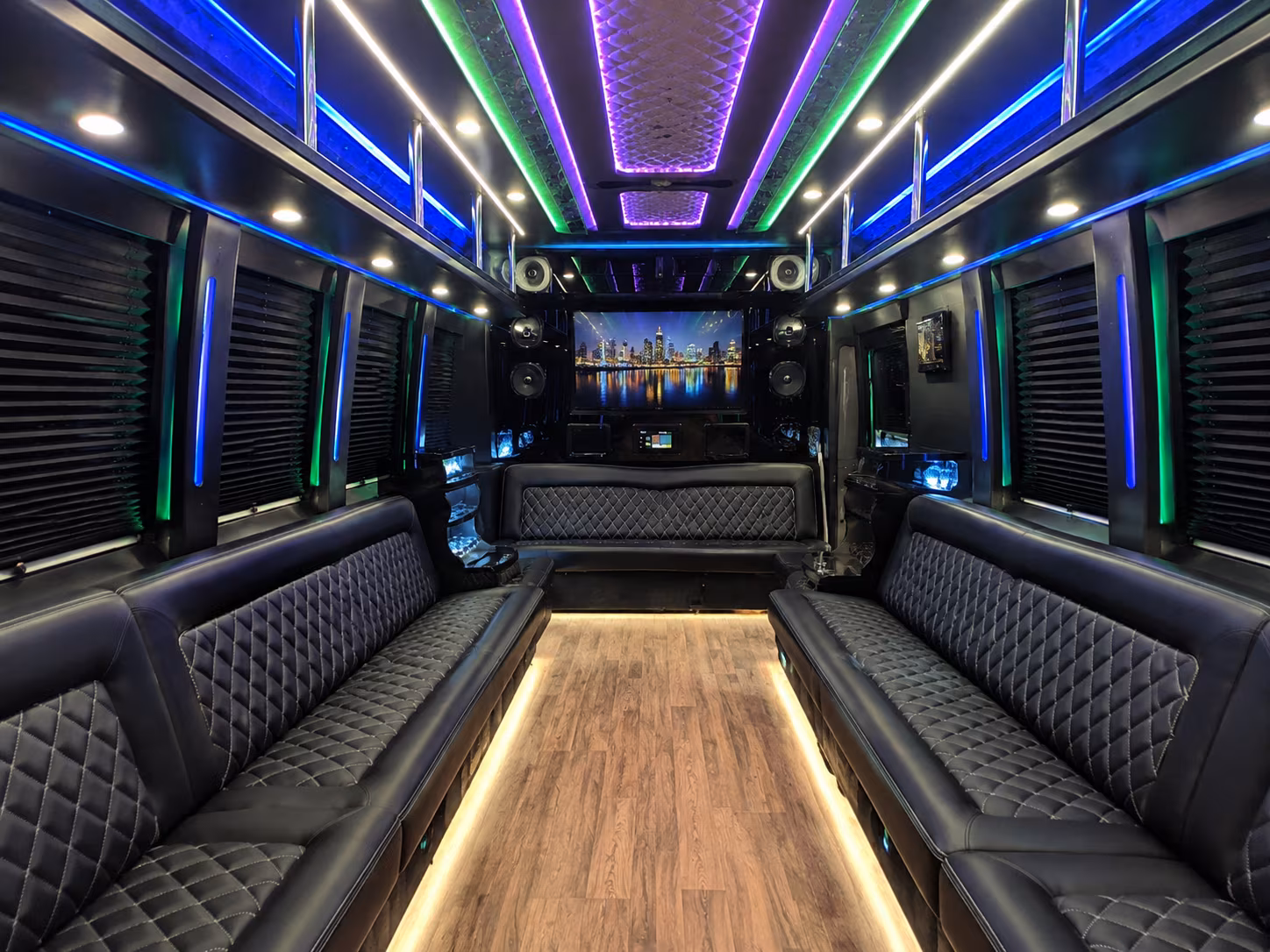 chicopee 25 passenger party bus interior