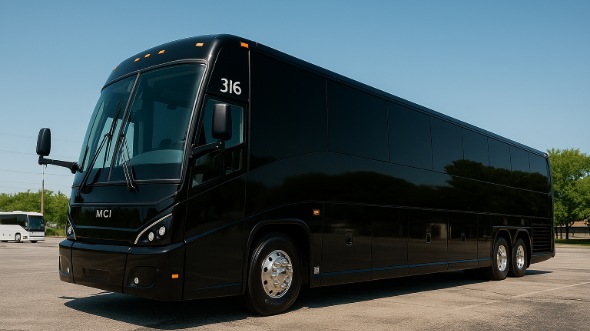 Exterior of Charter Bus Company Chicopee's 54 Passenger Charter Bus in Chicopee