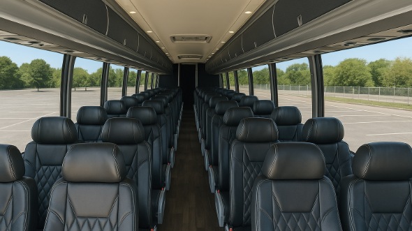 Interior of Charter Bus Company Chicopee's 56 Passenger Charter Bus in Chicopee